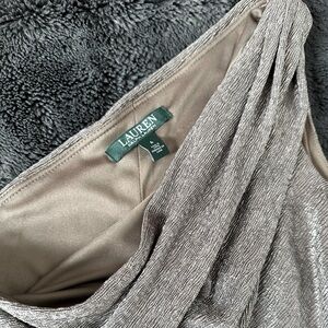 Lauren Ralph Lauren Silver One Shoulder Gown